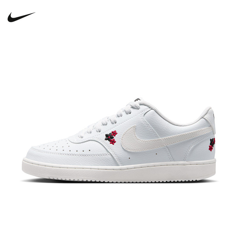 NIKE耐克女鞋court VISION刺绣花朵复古篮球鞋休闲板鞋IV5530-100
