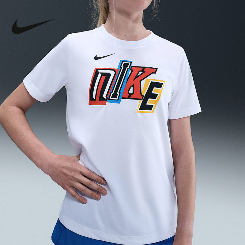 Nike耐克童装新款圆领运动休闲舒适针织衫百搭短袖T恤IM3396-100