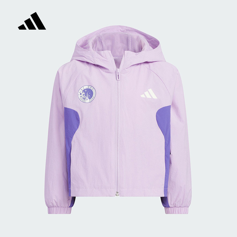 adidas阿迪达斯女小童防晒凉感连帽外套2025秋宽松梭织夹克KC5987,童装/婴儿装/亲子装,夹克/皮衣,淘宝优惠券,粉丝福利购,淘宝优惠卷