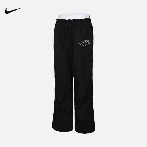 NIKE耐克女裤子高腰降落伞长裤宽松抽绳收口梭织运动裤IR7573-010