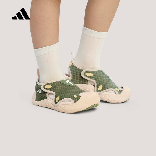 adidas阿迪达斯男女小童沙滩鞋夏包头双耳魔术贴户外凉鞋 KI8908