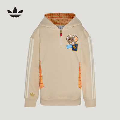 阿迪达斯三叶草玩具总动员26新年款加绒小童套头衫连帽卫衣KS3168