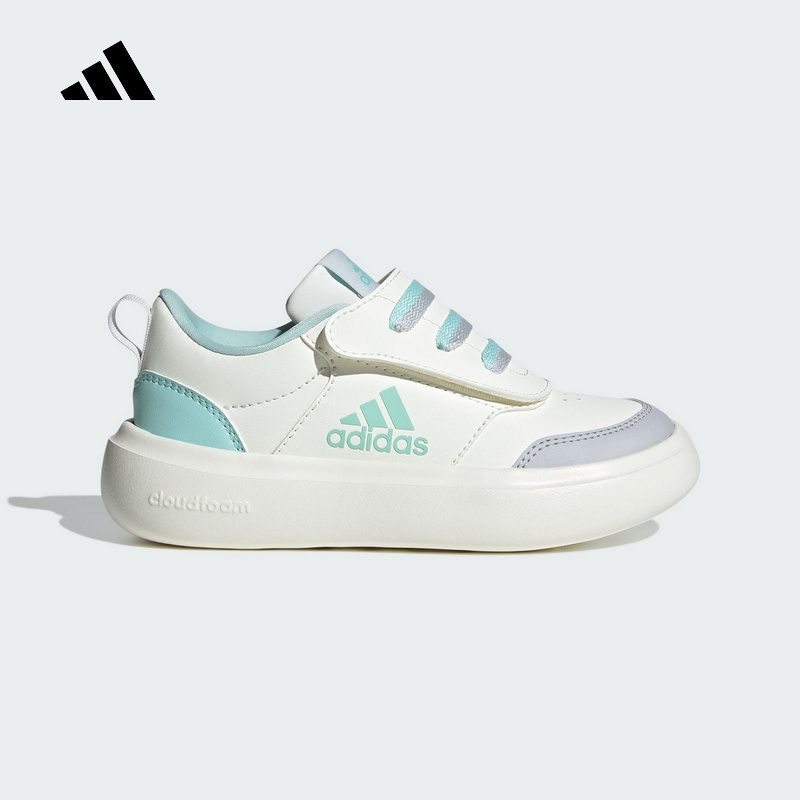 Adidas阿迪达斯男小童鞋新款时尚魔术贴云朵底运动休闲板鞋JR2136