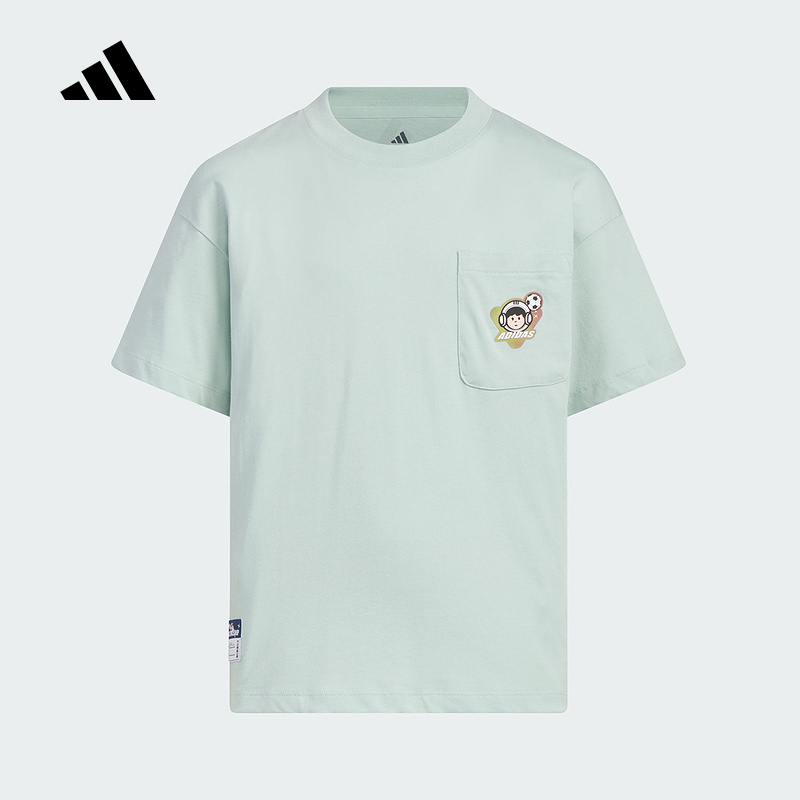 阿迪达斯童装25夏季新款男女小童纯棉运动休闲短袖圆领T恤JM7994