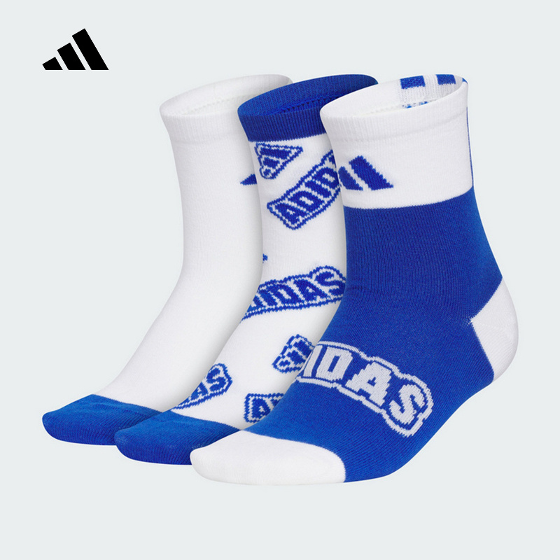 Adidas阿迪达斯男大童时尚舒适GFX CRW SOCK 3P休闲袜子KC2749