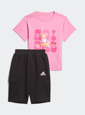 Adidas阿迪达斯夏季新款IN CD 3/4 SET女婴童圆领短袖套装IT1811