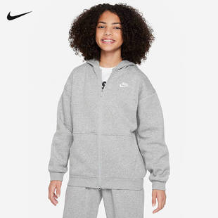 耐克Nike童加绒保暖运动休闲宽松连帽外套夹克开衫卫衣FD2931-063