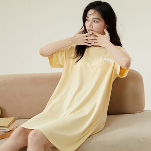 睡裙女纯棉夏季薄款带胸垫睡衣女