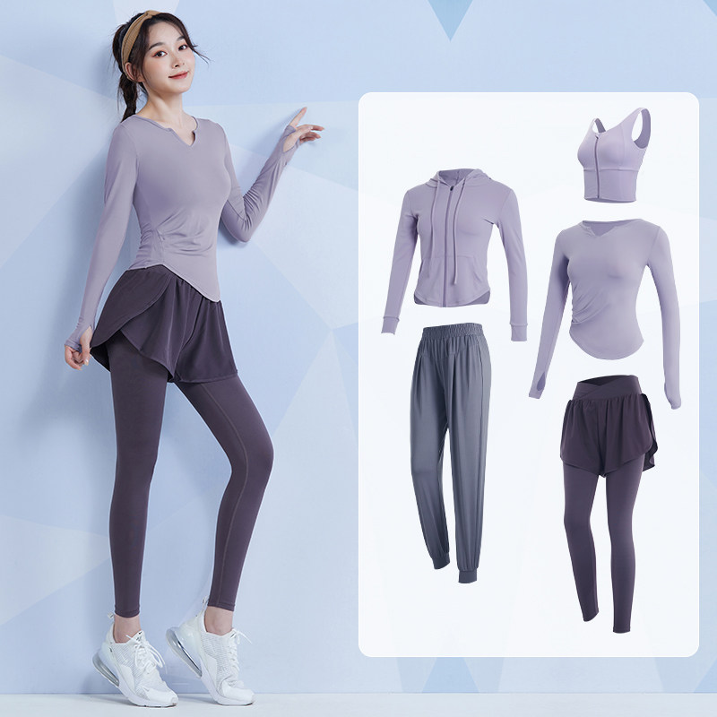 瑜伽服女夏季网红时尚新款训练运动长袖专业紧身晨跑步健身服套装