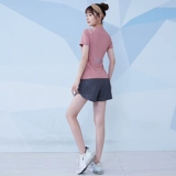 Тонкий комплект, спортивный костюм для спортзала, одежда для йоги для тренировок, для бега, популярно в интернете, короткий рукав, свободный крой