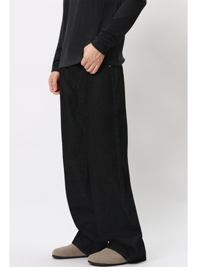 FFM-studio 原牛直筒牛仔裤手缝线固色430g cleanfit直筒宽松长裤