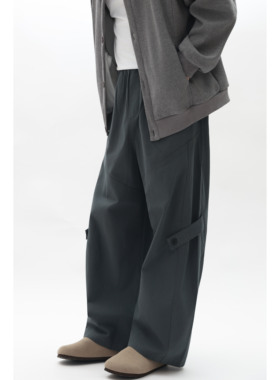 FFM-studio宽松阔腿工装男长裤大口袋拼接日系复古休闲裤