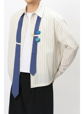 FFM-studio学院风徽章长袖衬衫男女同款宽松设计感美式休闲