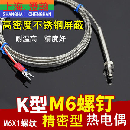 K型M6螺钉热电偶 螺钉式热电偶 J型E精密M6温度传感器 WRNT-01/02
