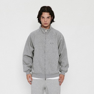 卫衣男女同款 MOKACME 插肩袖 简约基础重磅复合面料boxy开衫 24FW