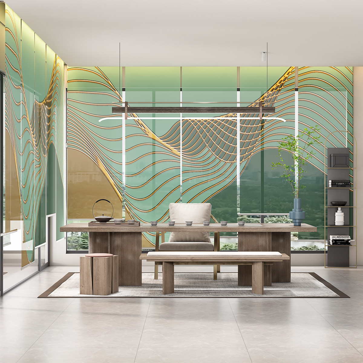 定制工程卷帘窗帘办公室茶室隔断帘广告遮光电动卷拉式升降遮阳帘