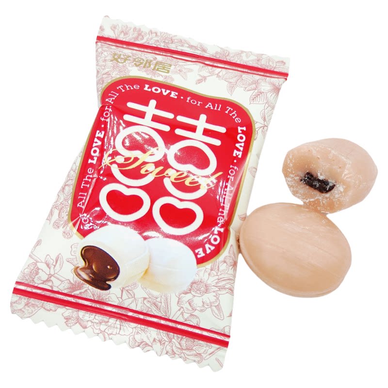 好邻居花间喜草莓巧克力味夹心硬糖散装休闲零食结婚喜糖果伴手礼
