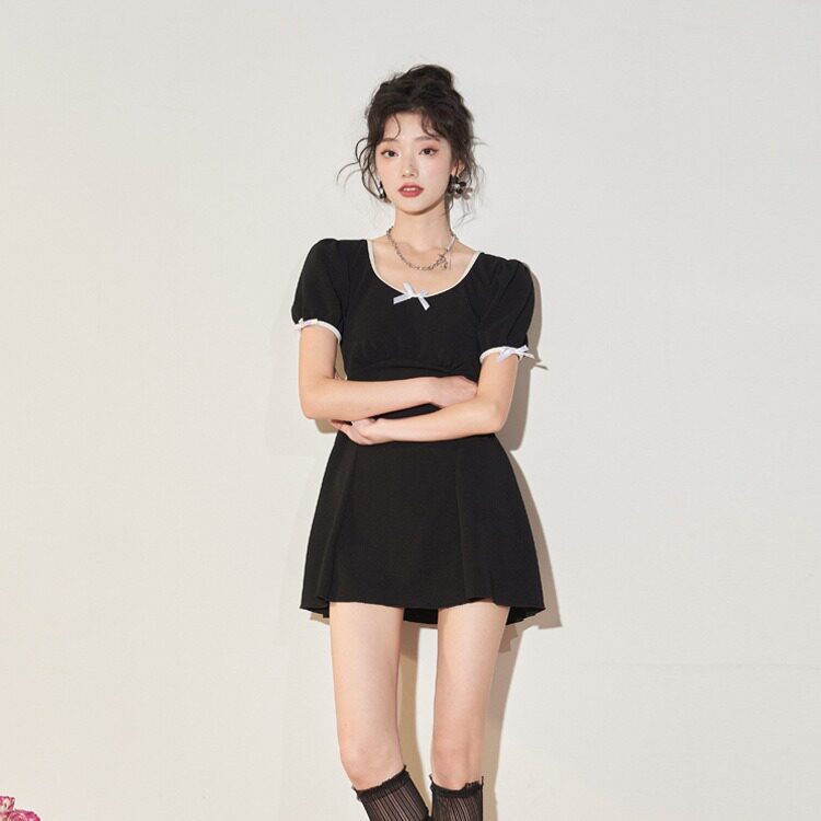 新款显瘦分体泳衣女平角裤感泳装温泉度假水上水色调09058