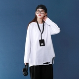 216-TT55-P35【中长款遮臀破洞打底T】21春季长袖破洞圆领叠穿，男装T恤，星座716-5（原216-1）