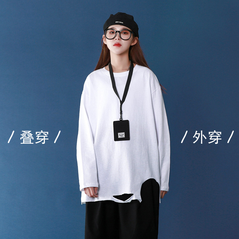 216-TT55-P35【中长款遮臀破洞打底T】21春季长袖破洞圆领叠穿，男装T恤，星座716-5（原216-1）