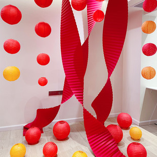 中式婚礼布置结婚房喜庆红喜字灯笼瀑布挂串客厅卧室装饰