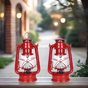 复古老式红色煤油马灯LED电池充电结婚喜灯搬家船灯乔迁结婚用品