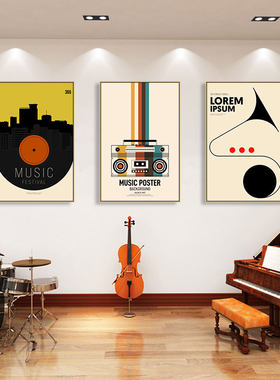 黑胶唱片装饰画复古酒吧迪吧打碟DJ电音工作室音乐厅背景墙CD挂画