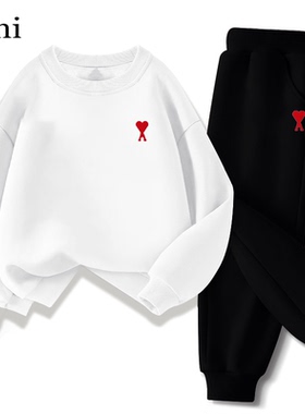 官方AMI SRTP儿童运动套装2026春秋季新款卫衣男女童装上衣两件套