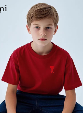 官方AMI SRTP儿童纯棉短袖t恤2026年夏季新款宽松亲子装体恤上衣