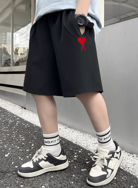 官方Ami srtp儿童纯棉运动短裤2026夏季新款宽松五分裤大童休闲裤