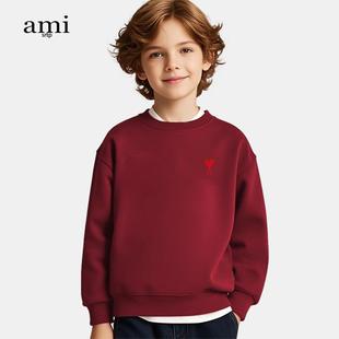 官方Ami srtp儿童卫衣2026年春秋季新款男女童长袖宽松亲子装上衣