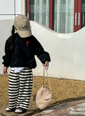 官方AMI SRTP儿童卫衣亲子装2026春秋季新款男女童装长袖圆领上衣