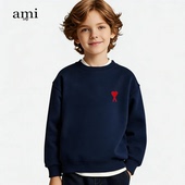 官方Ami 亲子装 srtp儿童藏青色卫衣2026年春秋季 男女童宽松长袖