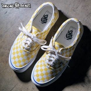 老款 女鞋 Vans VN0OZDFBQ Era 帆布鞋 黄色棋盘格低帮男鞋 Vault