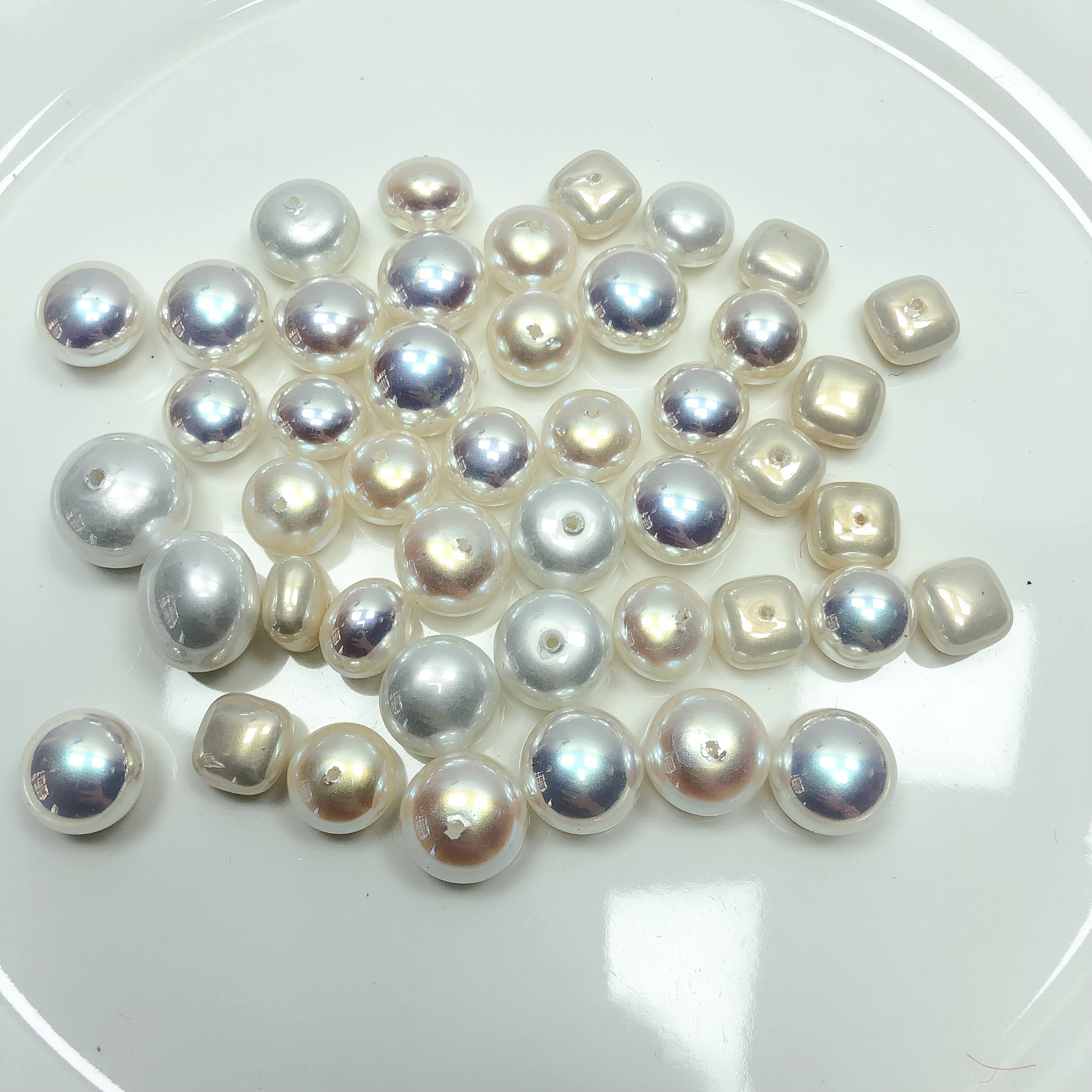 T42约1-1.4CM明天优亮马贝面包珠盘中一份约45个 diy配件满30包邮