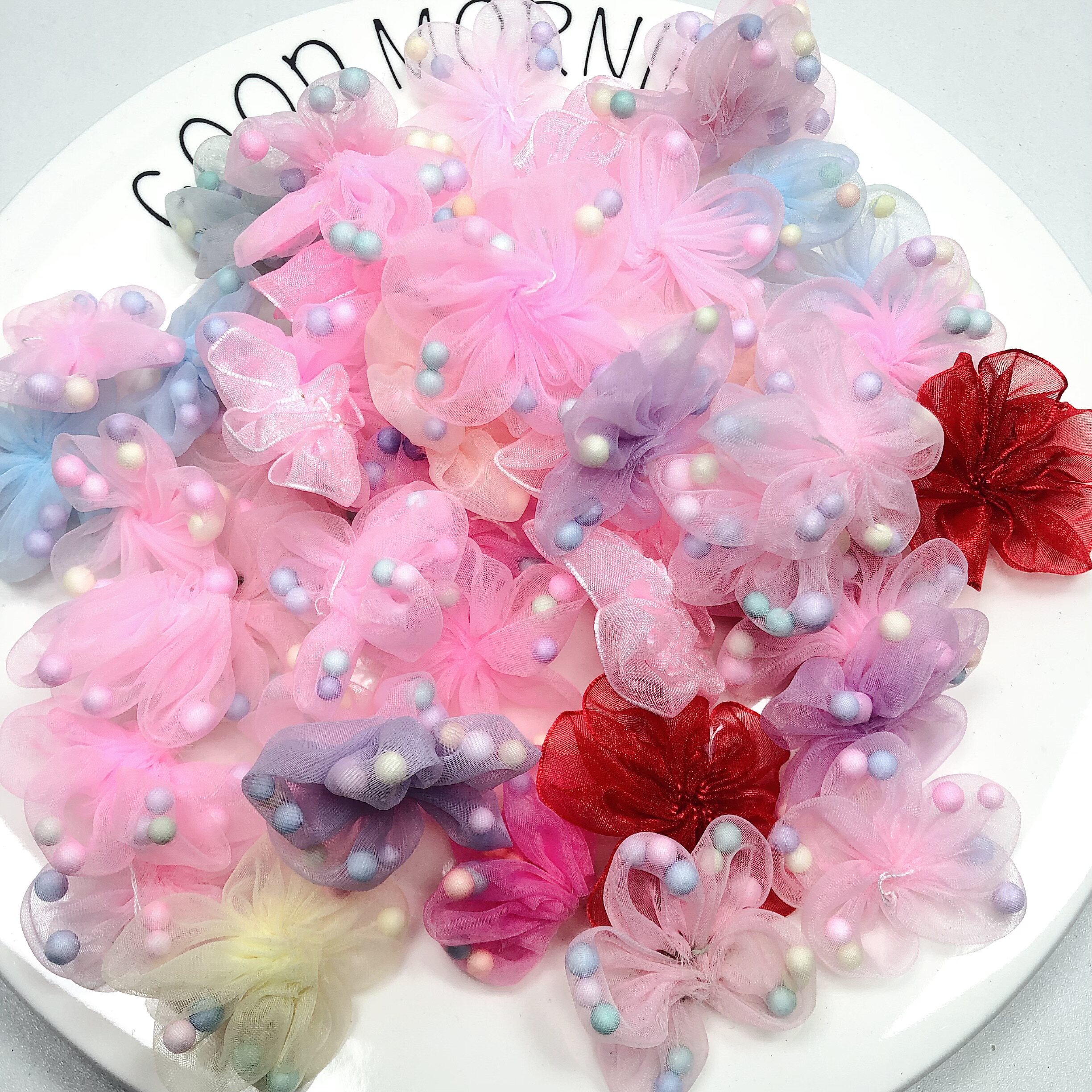 O08约5CM纱花48-50个 diy手工材料配件满30包邮