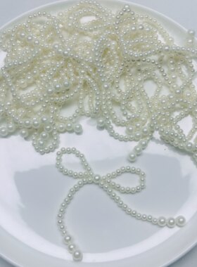 K03约9x9厘米仿珍珠蝴蝶结19个个diy手工材料配件满30包邮