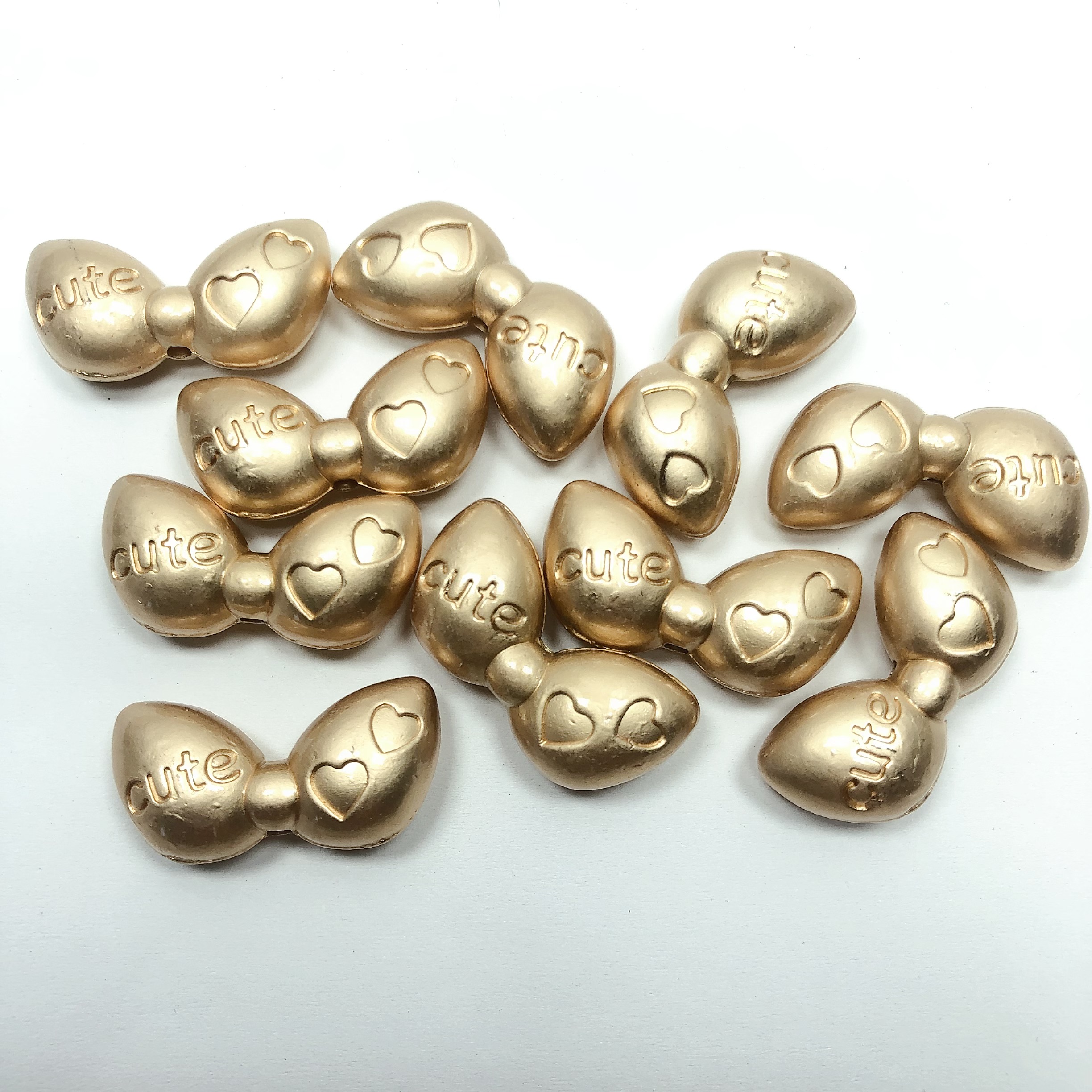 Y61约2.5CM保色合金立体蝴蝶结带孔10个diy手工材料配件满30包邮