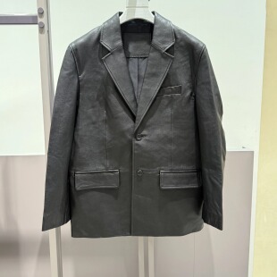 绵羊皮真皮皮衣外套潮 领中长款 B1BDF4F17鸟家秋冬季 休闲风衣西装