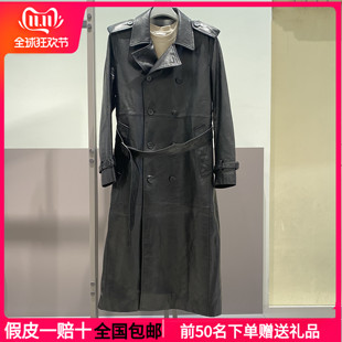 翻领绵羊皮真皮皮衣外套潮 休闲风衣长款 B1BDF4F12鸟家男装 秋冬季