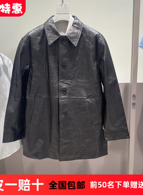 B1BDF4F11鸟家男装秋冬季休闲风衣翻领中长款牛皮真皮皮衣外套潮