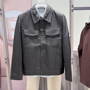 000潮 绵羊皮翻领休闲夹克真皮皮衣外套G25X124004 G家男装 秋冬季