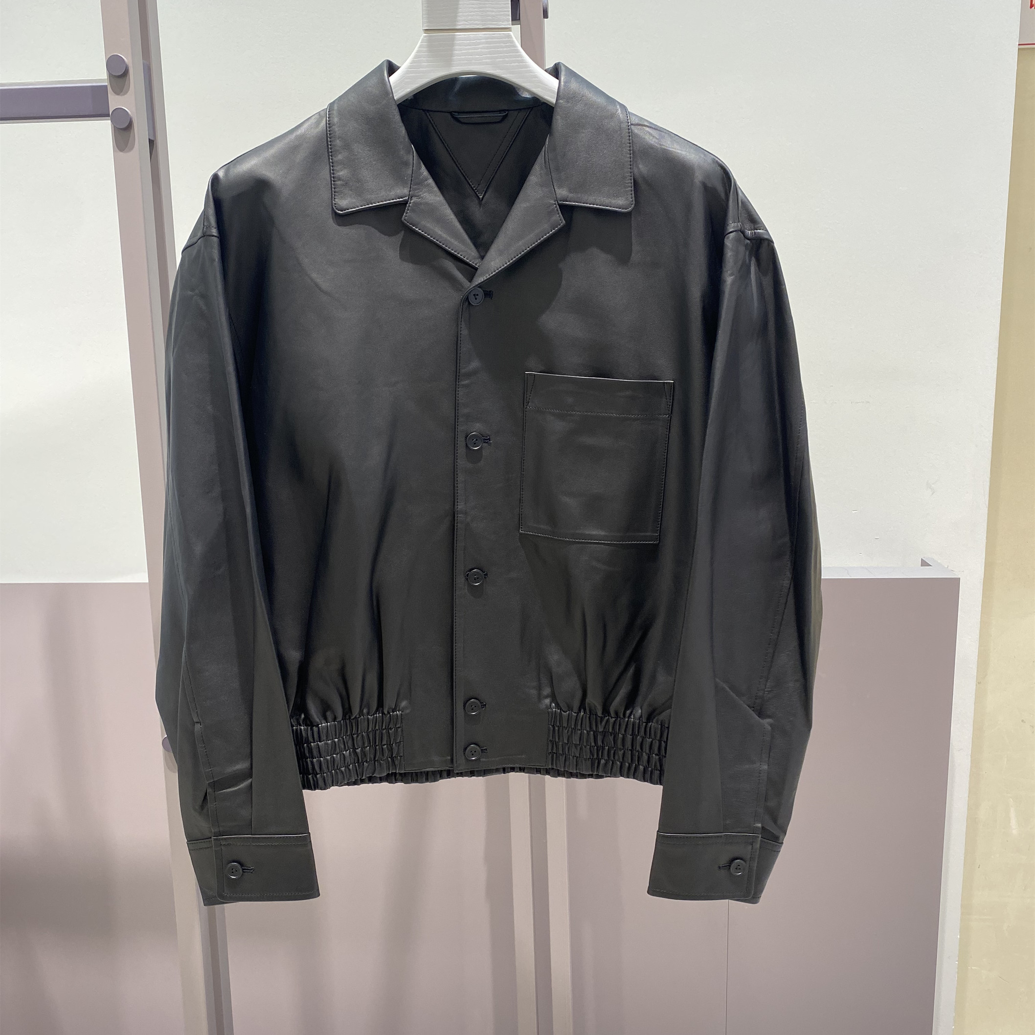 鸟家男装秋冬季新款黑色乌墨棕山羊皮真皮皮衣外套B1BDF4F16/4F02