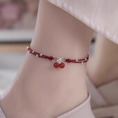 朱砂脚链女孩红绳手工编织本命年好运平安脚绳本命年韩版 简约个性