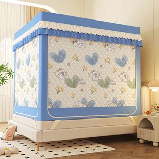 2025新款A类冬季保暖防寒防风夹棉遮光帘坐床蚊帐家用卧室1.8m2.0