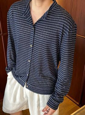 今年流行特惠夏季新款男士时尚休搭衬衫百搭潮流小众个性条纹简约