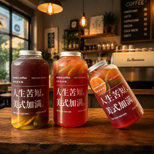 1升奶茶杯一次性1L咖啡杯加厚PET1l塑料超大桶1000ml柠檬茶胖胖杯