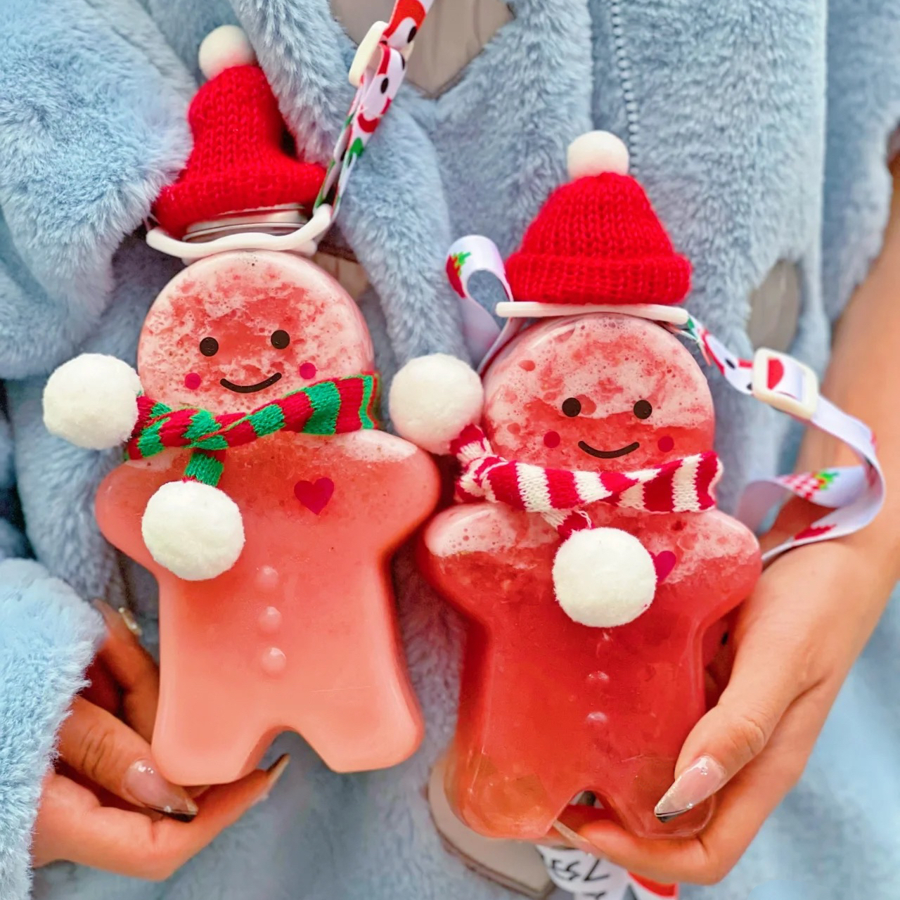 400ml 姜饼人塑料透明瓶圣诞人瓶饮料果汁创意加厚密封食用瓶包邮