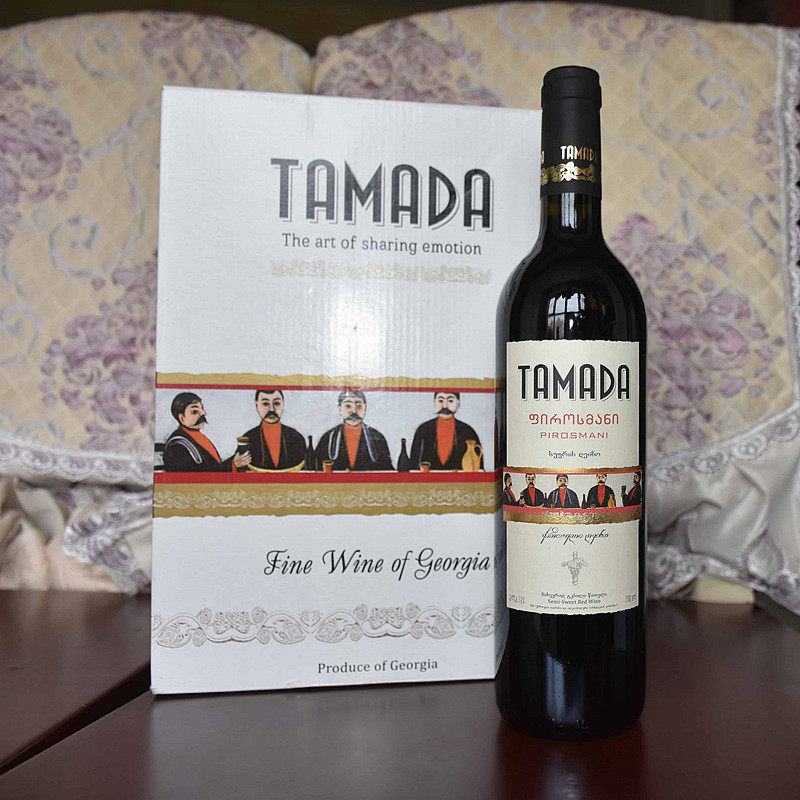 格鲁吉亚红酒原瓶进口皮罗斯曼尼半甜红葡萄酒TAMADA塔玛达6瓶装