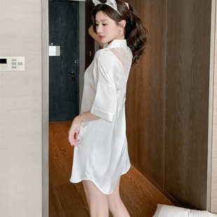 2026年新款夏季睡衣女薄款短袖冰丝可爱睡裙高级感孕妇大码家居服